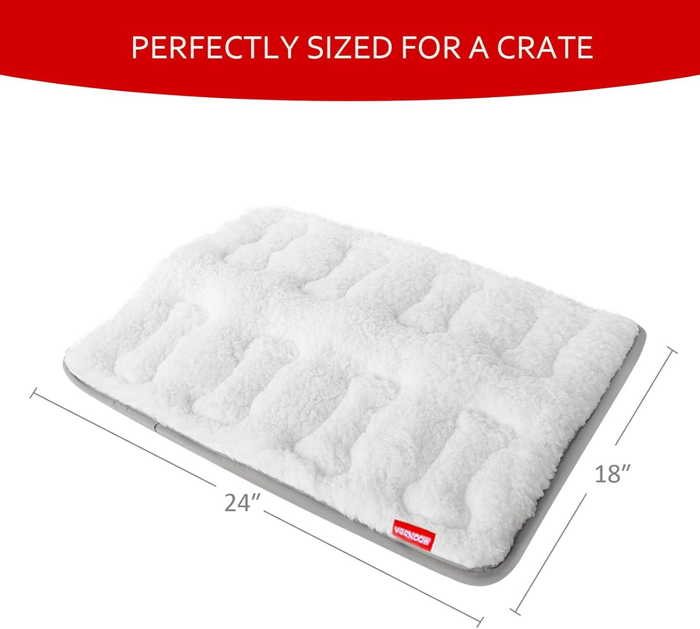 Dog Crate Mat- Soft ,Soft Plush Dog Bed Pad Machine Washable Crate Pad, Anti-Slip Bottom, White