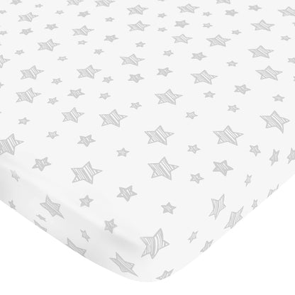 Pack n Play Sheet | Mini Crib Sheet - 2 Pack, Ultra-Soft Microfiber, Fits Graco Pack and Play, White Star-Moonsea Bedding