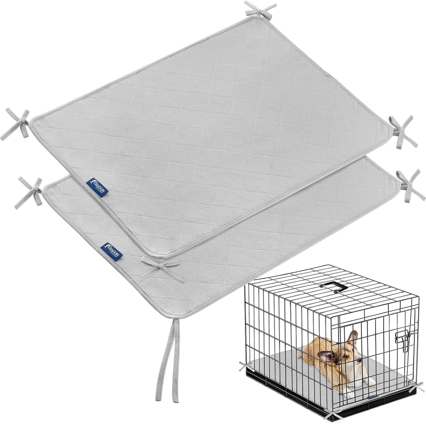 Waterproof Dog Crate Mat with Rope, Non-Slip Training Pads for Dogs, 2 Pack-Moonsea Bedding