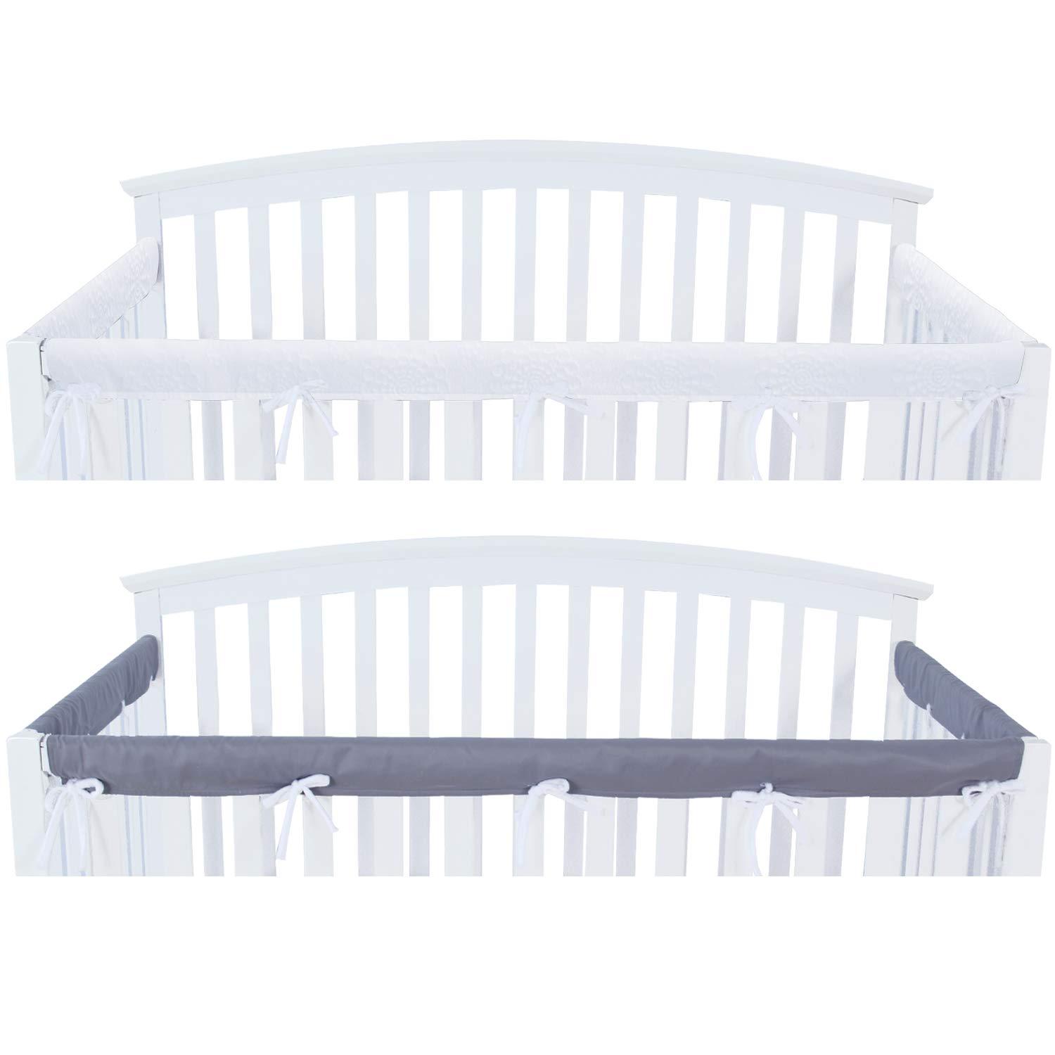 3 Pieces Crib Rail Cover - Protector Safe Teething Guard Wrap, Reversible, Fit Side and Front Rails-Moonsea Bedding