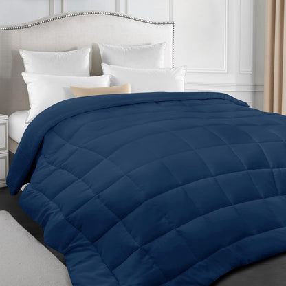 Alternative Comforter, Quilted Comforter with Corner Tab, All Season, Lightweight Medium Warmth, Plush Siliconized Fiber Filling, Navy