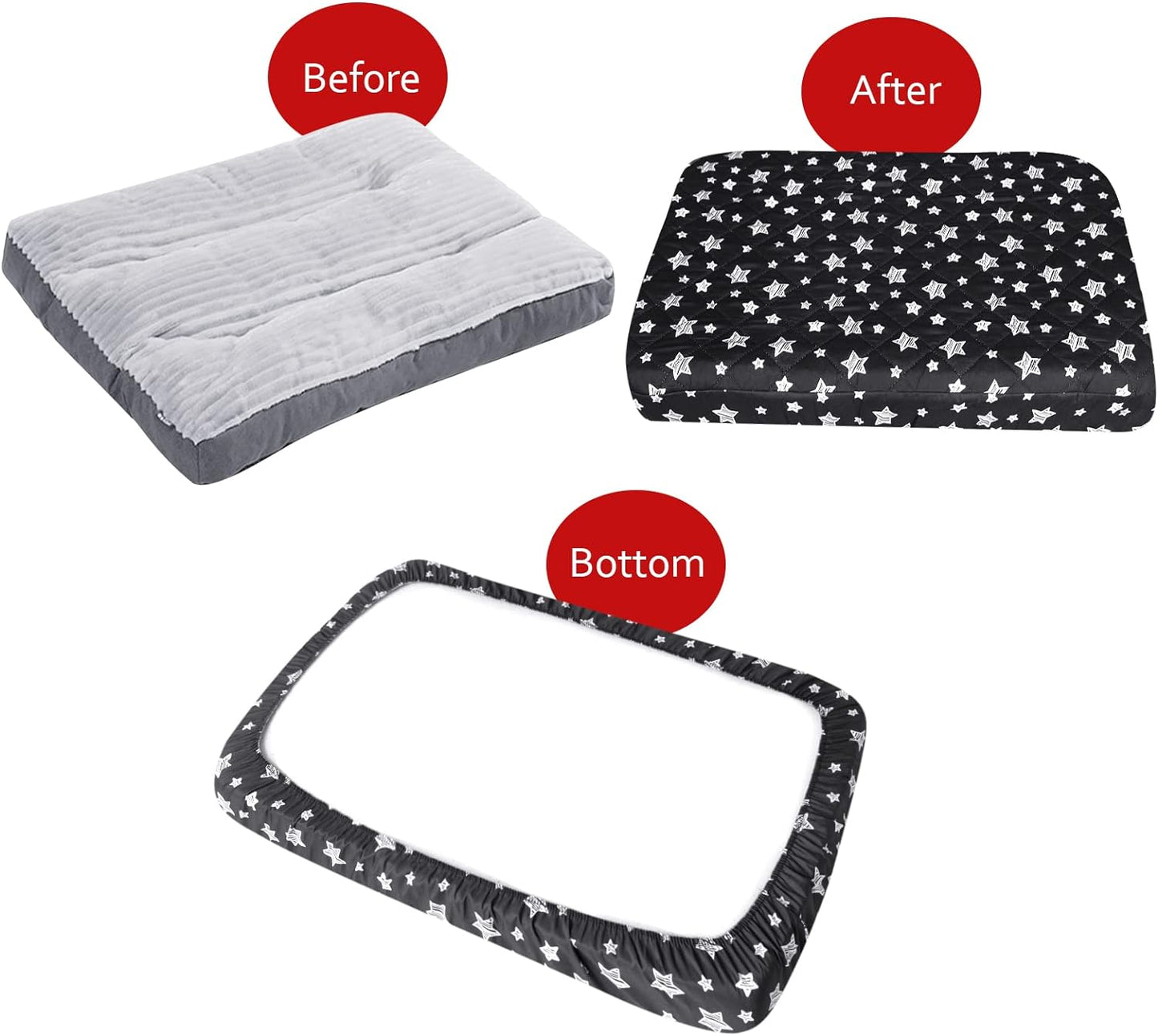 Dog Bed Covers, Waterproof Dog Bed Covers Dog Pillow Cover Quilted, for Dog/Cat, Black Star