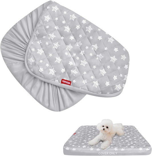 Dog Bed Covers, Waterproof Dog Bed Covers Dog Pillow Cover Quilted, for Dog/Cat, Microfiber,Grey Star-Moonsea Bedding