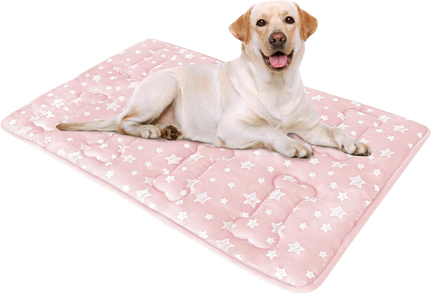 Dog Crate Mat- Soft ,Star Prints, Anti-Slip Bottom, Machine Washable,Pink Star-Moonsea Bedding