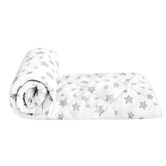 Baby Blanket, Toddler Comforter Quilted with White Star Print, Microfiber, 39''x47''-Moonsea Bedding