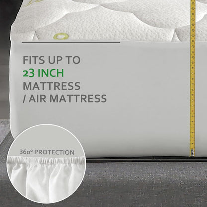 Air Mattress Pad Cover/ Protector- Thick Quilted, Noiseless, 8''-16'' Deep Pocket, Bamboo