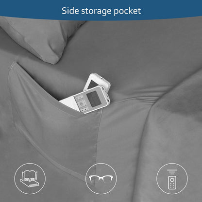 Sheet Set Deep Pocket - 4 Piece Extra Soft Bed Sheets - Side Storage Pocket Fitted Sheet & Pillowcase & Flat Sheet, Grey