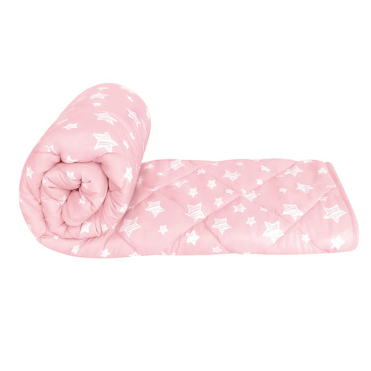Baby Blanket, Toddler Comforter Quilted with Pink Star Print, Microfiber, 39''x47''-Moonsea Bedding