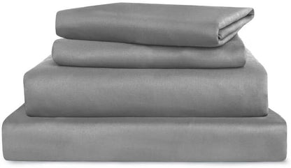 Sheet Set Deep Pocket - 4 Piece Extra Soft Bed Sheets - Side Storage Pocket Fitted Sheet & Pillowcase & Flat Sheet, Grey