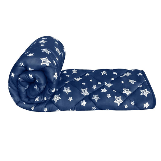 Baby Blanket, Toddler Comforter Quilted with Navy Star Print, Microfiber, 39''x47''-Moonsea Bedding