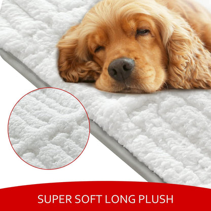 Dog Crate Mat- Soft ,Soft Plush Dog Bed Pad Machine Washable Crate Pad, Anti-Slip Bottom, White