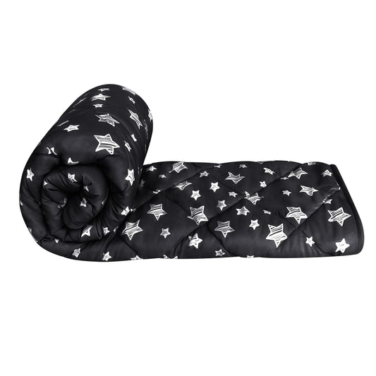Baby Blanket, Toddler Comforter Quilted with Black Star Print, Microfiber, 39''x47''-Moonsea Bedding