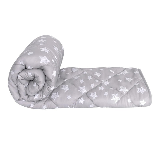 Baby Blanket, Toddler Comforter Quilted with Grey Star Print, Microfiber, 39''x47''-Moonsea Bedding 