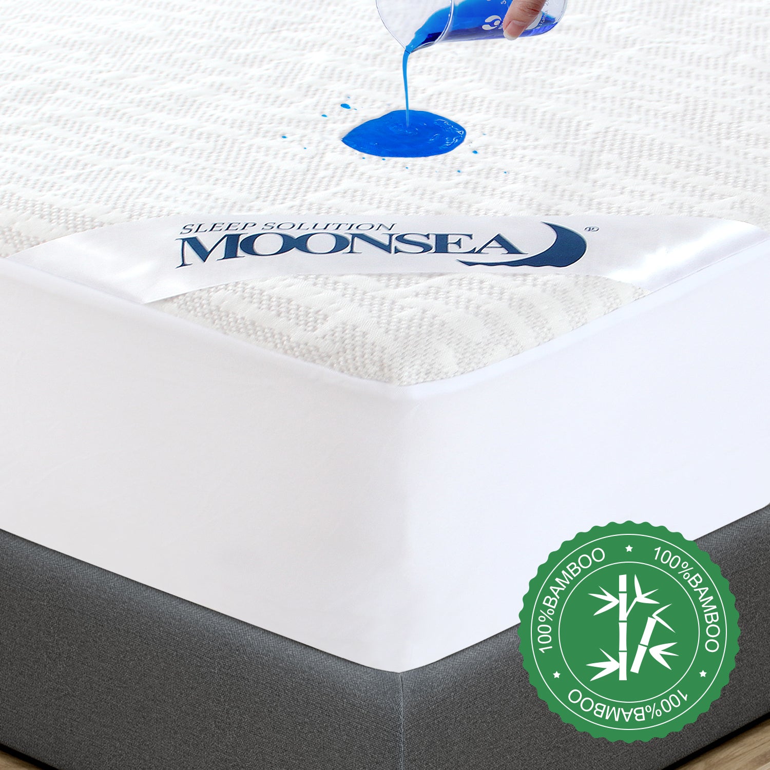 Mattress Cover/Protector- Bamboo Jacquard Air Fabric, Waterproof, Fitted Up to 14" Deep-Moonsea Bedding